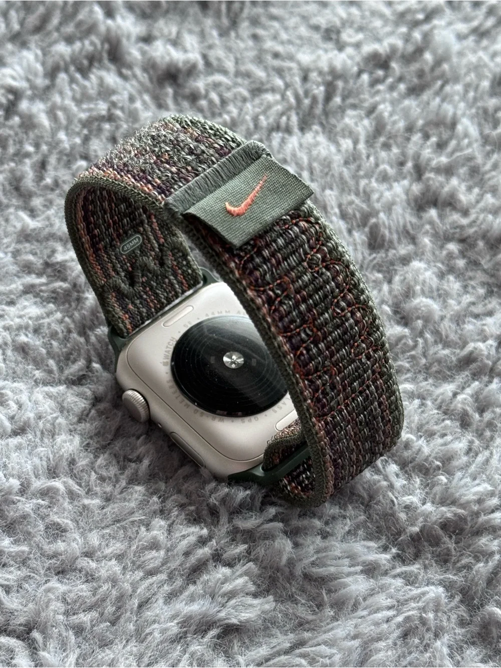 Apple Watch with Green and Orange Woven Nylon Band